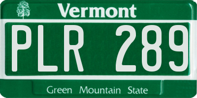 VT license plate PLR289