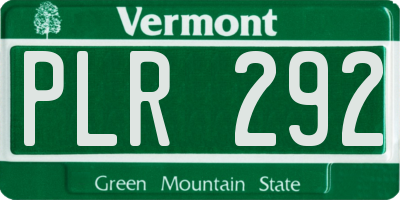 VT license plate PLR292
