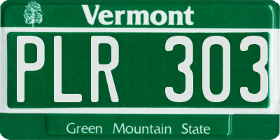 VT license plate PLR303