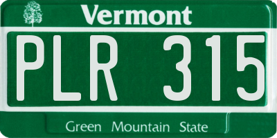 VT license plate PLR315
