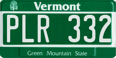 VT license plate PLR332