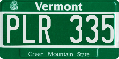VT license plate PLR335