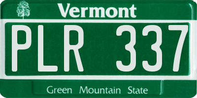 VT license plate PLR337