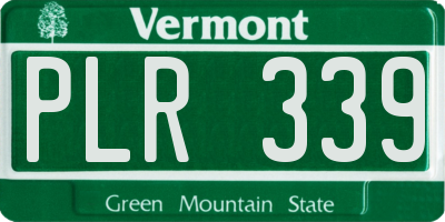 VT license plate PLR339