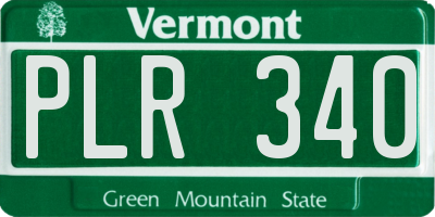 VT license plate PLR340