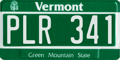 VT license plate PLR341