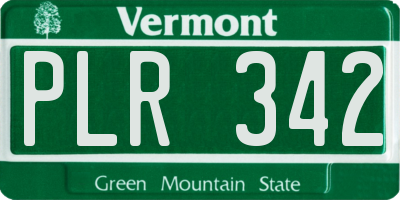 VT license plate PLR342