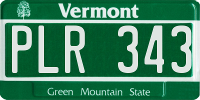 VT license plate PLR343