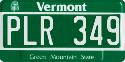 VT license plate PLR349