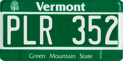 VT license plate PLR352