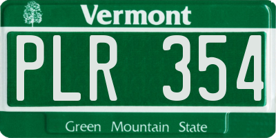VT license plate PLR354