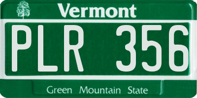 VT license plate PLR356