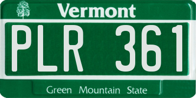 VT license plate PLR361