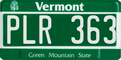 VT license plate PLR363
