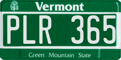 VT license plate PLR365