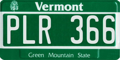 VT license plate PLR366