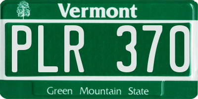 VT license plate PLR370