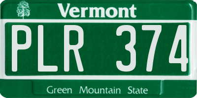 VT license plate PLR374