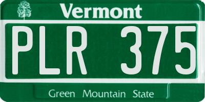 VT license plate PLR375