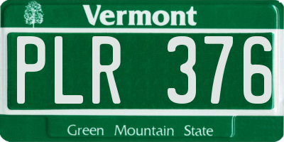 VT license plate PLR376
