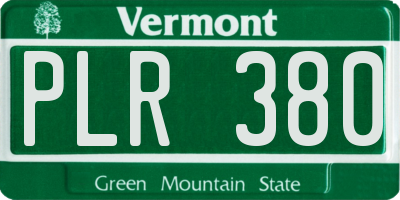 VT license plate PLR380