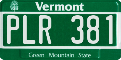 VT license plate PLR381