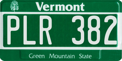 VT license plate PLR382