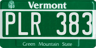 VT license plate PLR383
