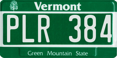 VT license plate PLR384