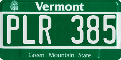VT license plate PLR385