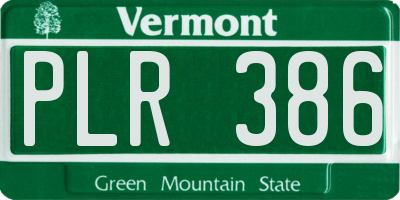 VT license plate PLR386
