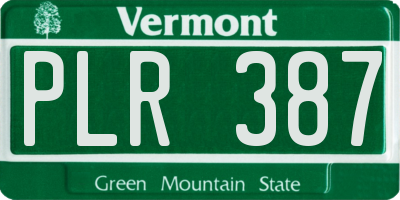 VT license plate PLR387
