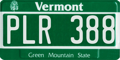 VT license plate PLR388