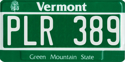 VT license plate PLR389