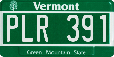 VT license plate PLR391