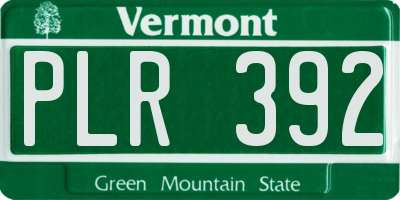 VT license plate PLR392
