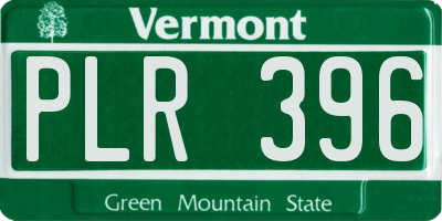 VT license plate PLR396