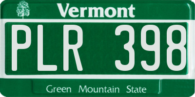 VT license plate PLR398