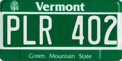 VT license plate PLR402