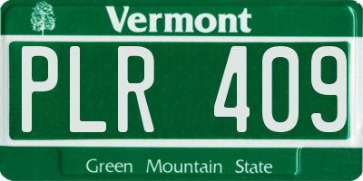 VT license plate PLR409