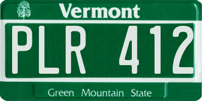 VT license plate PLR412