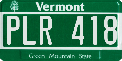 VT license plate PLR418