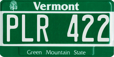 VT license plate PLR422