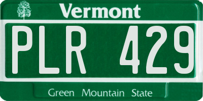 VT license plate PLR429