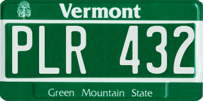 VT license plate PLR432