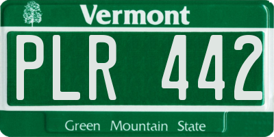 VT license plate PLR442