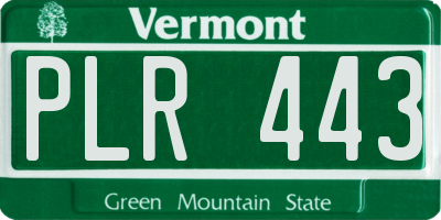 VT license plate PLR443