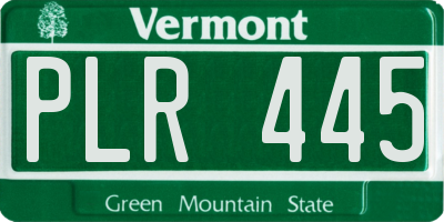 VT license plate PLR445