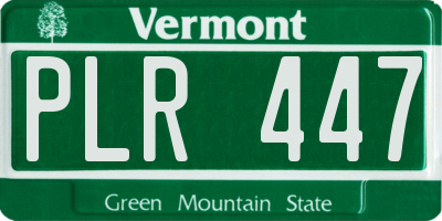 VT license plate PLR447