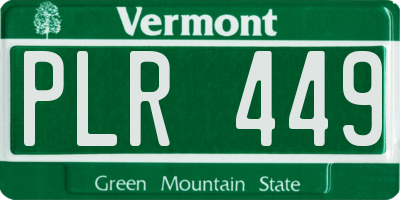 VT license plate PLR449